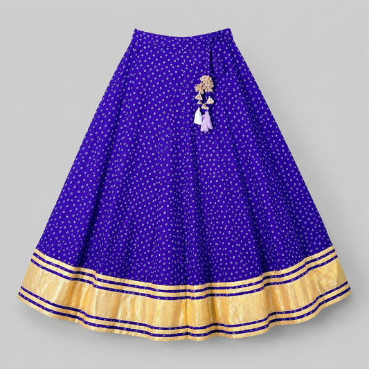 Girls Royal Purple Bandhani Peplum Lehenga Set with Dupatta